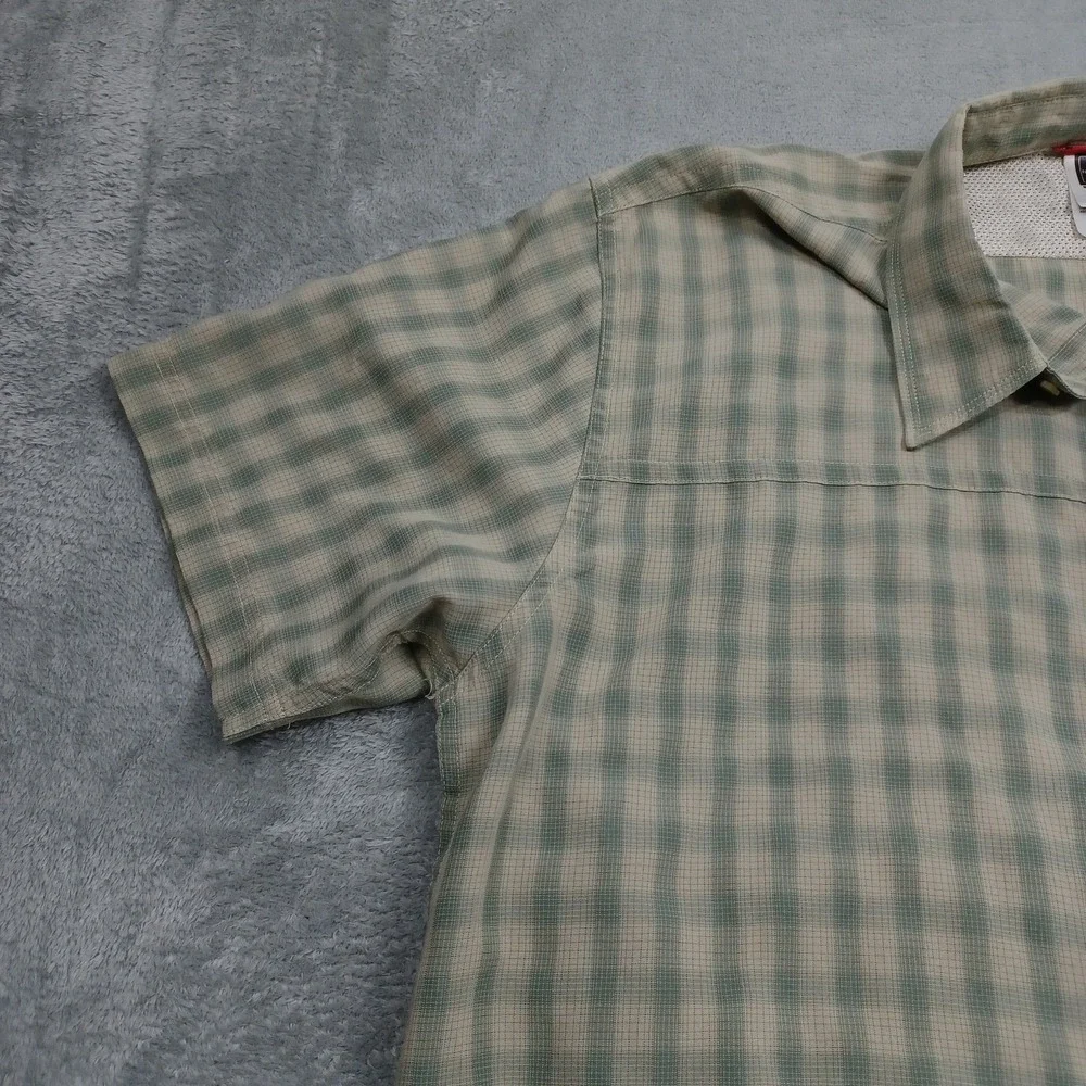 North Face Shirt Mens XL Green Plaid Button Up Short Sleeve Casual